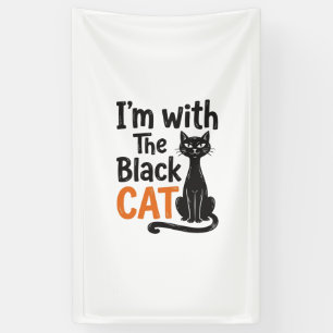 Grappige Zwarte Kat Vintage Gravure Halloween Desi Spandoek