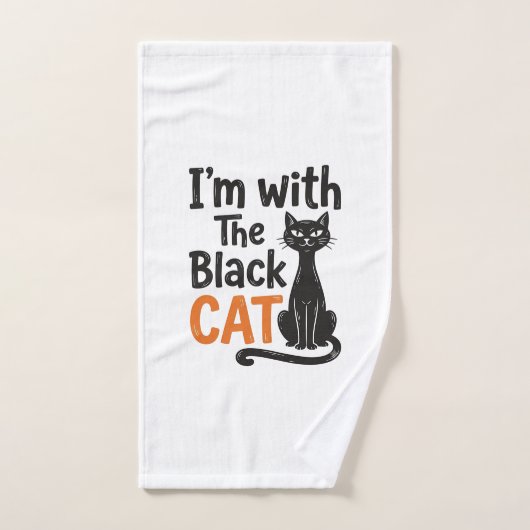 Grappige Zwarte Kat Vintage Gravure Halloween Ontw Handdoek (Handdoek)