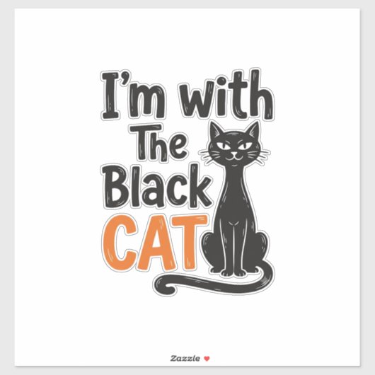 Grappige Zwarte Kat Vintage Gravure Halloween Ontw Sticker (Vel)
