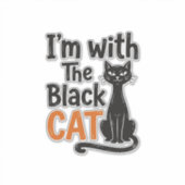 Grappige Zwarte Kat Vintage Gravure Halloween Ontw Sticker (Voorkant)