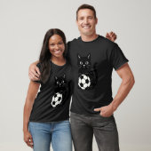 Grappige zwarte kat voetbal t-shirt (Unisex)