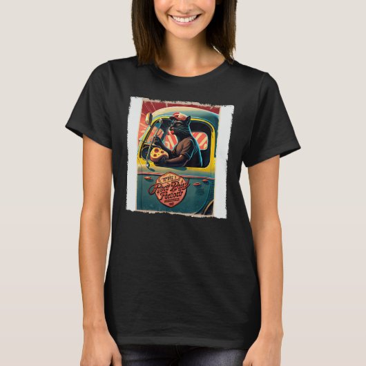 Grappige Zwarte Kat Vrachtwagen Driver Hot Dogs vo T-shirt (Voorkant)