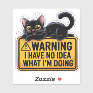 Grappige zwarte kat waarschuwingsbord Sticker