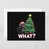 Grappige zwarte kat wat kerstboom feestdagenkaart (Voorkant / Achterkant)
