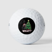 Grappige zwarte kat wat kerstboom golfballen (Voorkant)