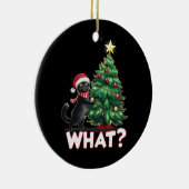 Grappige zwarte kat wat kerstboom keramisch ornament (Rechts)