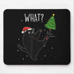 Grappige Zwarte Kat Wat_ Kerstboom Meme Kerstmanne Muismat