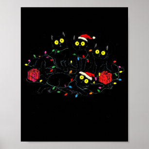 Grappige Zwarte Kat Wat_ Kerstboom Meme Kerstmanne Poster