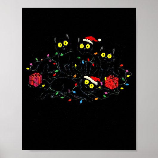 Grappige Zwarte Kat Wat_ Kerstboom Meme Kerstmanne Poster (Voorkant)