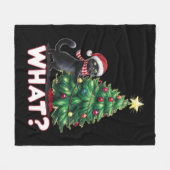 Grappige Zwarte Kat Wat Xmas Kerstboom Fleece Deken (Voorkant (Horizontaal))