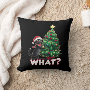 Grappige Zwarte Kat Wat Xmas Kerstboom Kussen