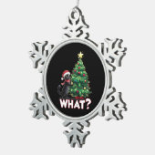 Grappige Zwarte Kat Wat Xmas Kerstboom Tin Sneeuwvlok Ornament (Rechts)