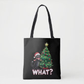Grappige Zwarte Kat Wat Xmas Kerstboom Tote Bag (Voorkant)