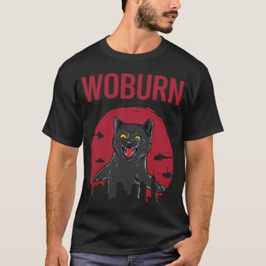 Grappige zwarte kat Woburn T-shirt (Voorkant)