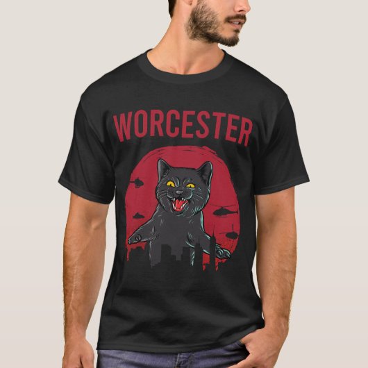 Grappige zwarte kat Worcester T-shirt (Voorkant)