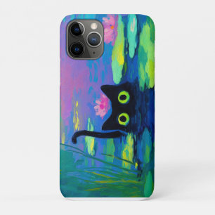 Grappige zwarte kat zwemmen in vijver eigenzinni Case-Mate iPhone case
