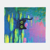 Grappige zwarte kat zwemt in vijver | Excentrieke Fleece Deken (Voorkant (Horizontaal))