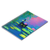 Grappige zwarte kat zwemt in vijver | Excentrieke Notitieboek (Linkerzijde)