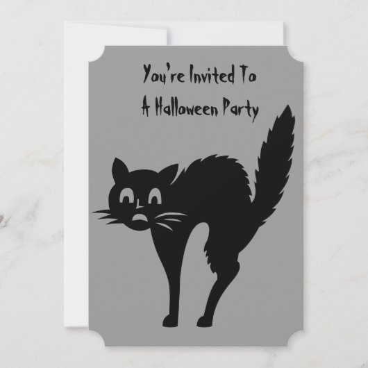 grappige zwarte kattehalloween - feest kaart (Voorkant)