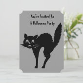 grappige zwarte kattehalloween - feest kaart (Staand voorkant)