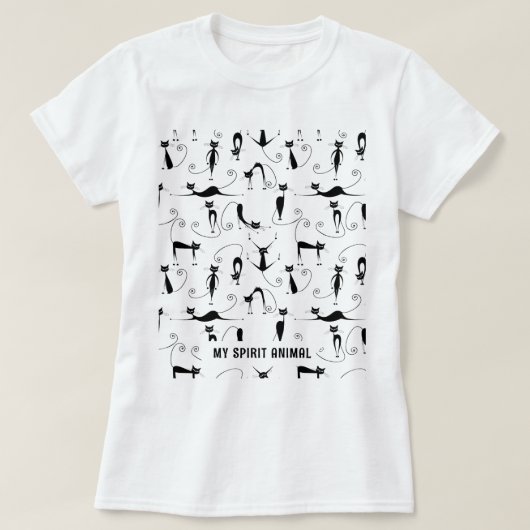 Grappige zwarte katten aangepaste tekst of naam t-shirt (Design voorkant)