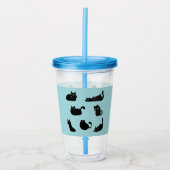 Grappige zwarte katten acryl drinkbeker (Voorkant)