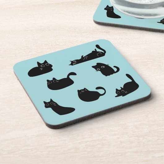 Grappige zwarte katten bier onderzetter (Linkerzijde)