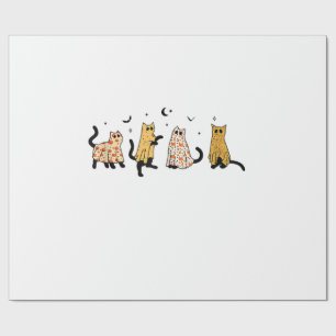 Grappige Zwarte Katten Geest Halloween Patroon Kat Cadeaupapier