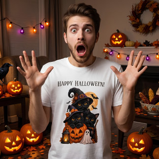 Grappige Zwarte Katten Halloween Griezelen T-shirt