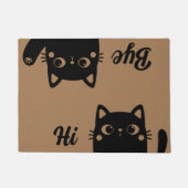 Grappige zwarte katten Hi Bye Pet Humor Welkom Deurmat (Voorkant)