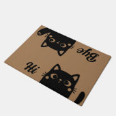 Grappige zwarte katten Hi Bye Pet Humor Welkom Deurmat (Schuin)