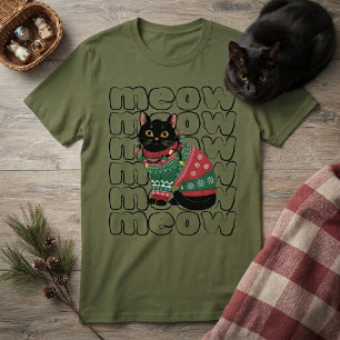 Grappige Zwarte Katten Kerst T-shirt