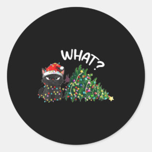 Grappige Zwarte Katten Kerstboom Kerstmis Humor Ca Ronde Sticker