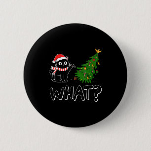 Grappige Zwarte Katten Kerstboom Kerstmis Humor Ronde Button 5,7 Cm