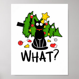 Grappige Zwarte Katten Kerstboom Kerstmis Sinterkl Poster
