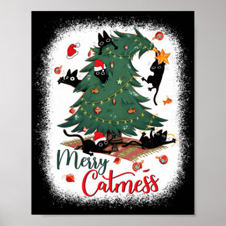 Grappige zwarte katten kerstboom vrolijke katjes k poster