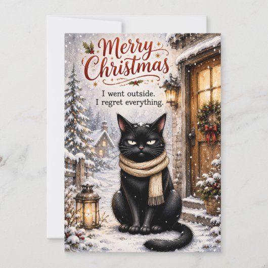 Grappige Zwarte Katten Kerstkaart – Sarcasthische (Voorkant)