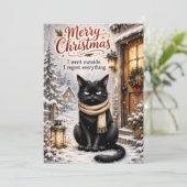 Grappige Zwarte Katten Kerstkaart – Sarcasthische (Staand voorkant)