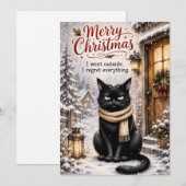 Grappige Zwarte Katten Kerstkaart – Sarcasthische (Voorkant / Achterkant)