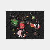 Grappige zwarte katten kerstmuts kerstboom vrolijk fleece deken (Voorkant (Horizontaal))