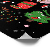 Grappige zwarte katten kerstmuts kerstboom vrolijk poster (Hoek)