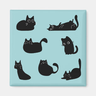 Grappige zwarte katten magneet