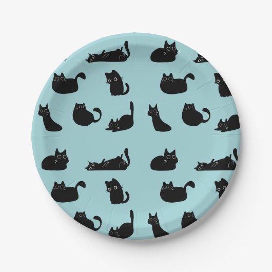 Grappige zwarte katten papieren bordje (Voorkant)