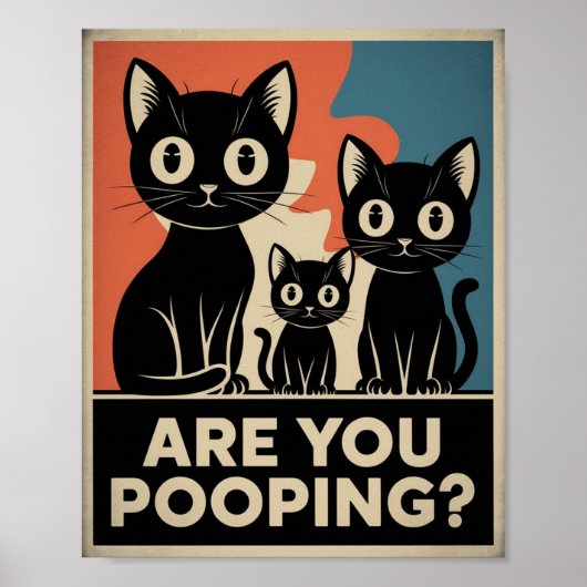 Grappige zwarte katten poep je? humoristische kat poster (Voorkant)