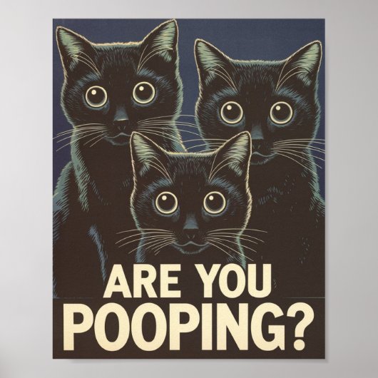 Grappige zwarte katten poep je? humoristische kat poster (Voorkant)