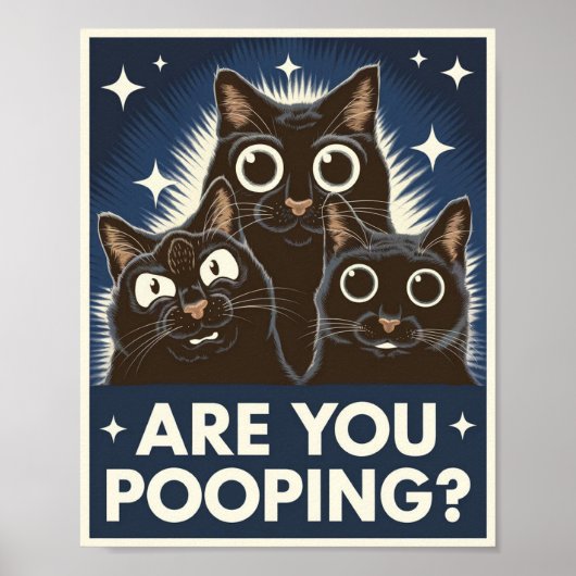 Grappige zwarte katten poep je? humoristische kat poster (Voorkant)