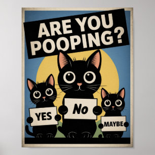 Grappige zwarte katten poep je? humoristische kat poster