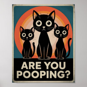 Grappige Zwarte Katten Poep Jij? Humoristische Kat Poster