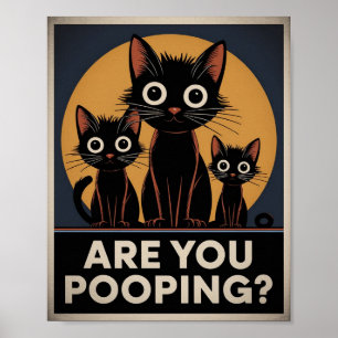 Grappige Zwarte Katten Poep Jij? Humoristische Kat Poster