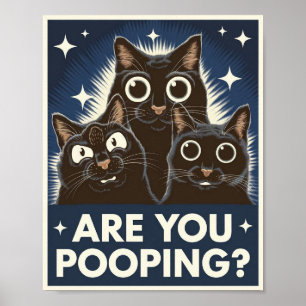 Grappige Zwarte Katten Poep Jij? Humoristische Kat Poster